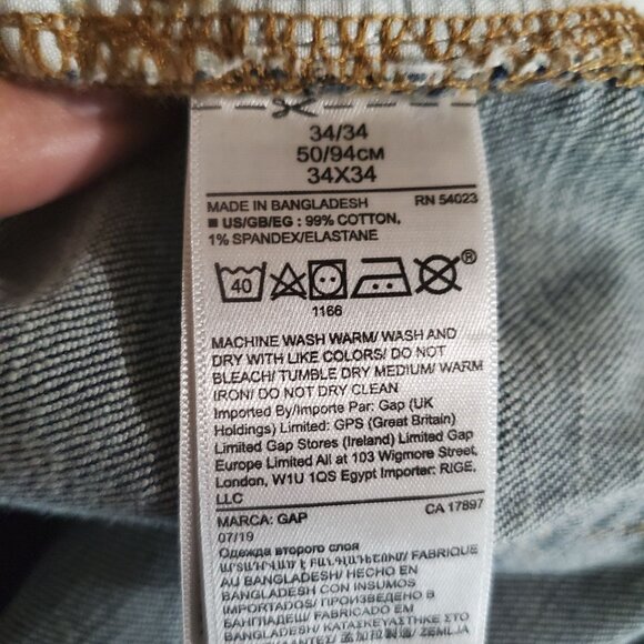 Gap Jeans Mens 34x34 Blue Straight Stretch Denim - Picture 3 of 9